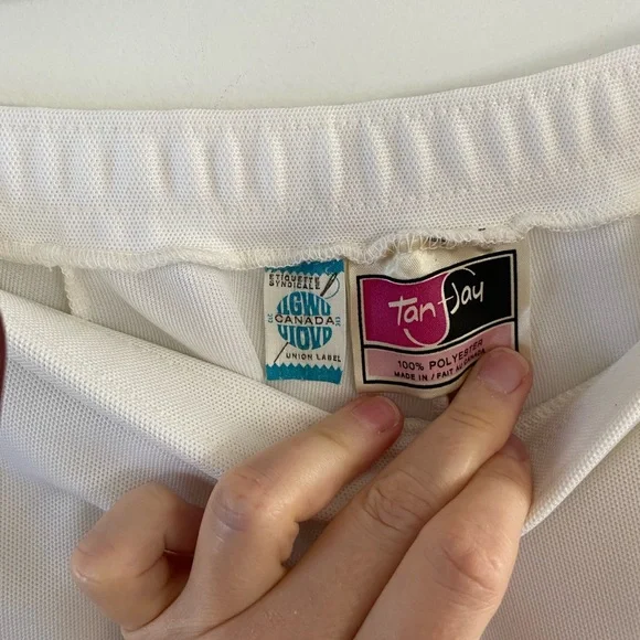 Vintage Union Label 70s/80s White Pants with Elastic Waist - Picture 4 of 4